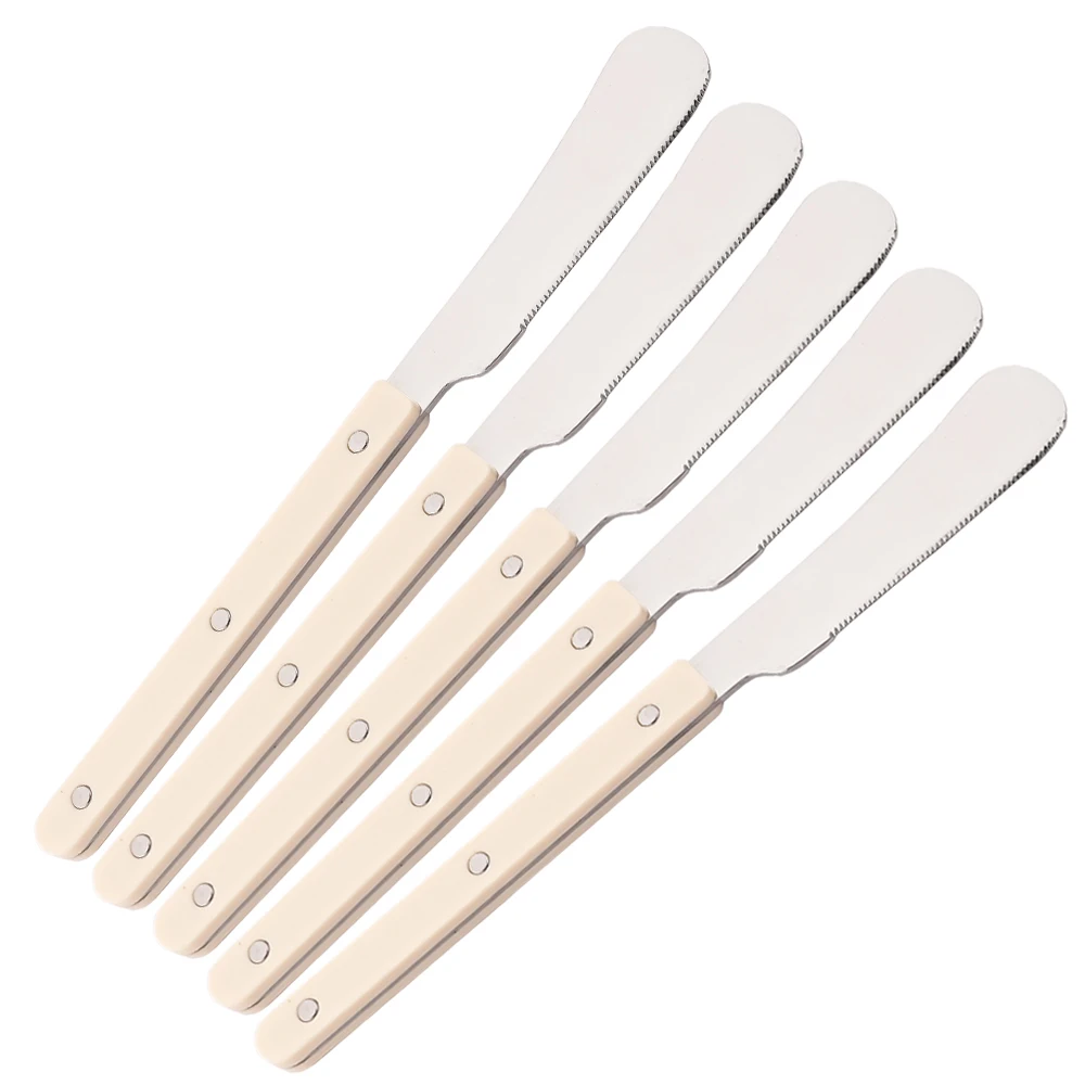 Cortador de Manteiga em Aço Inoxidável, Espátula para Queijo e Geleia, Utensílio Multifuncional MDUG (bege, 5 Peças)