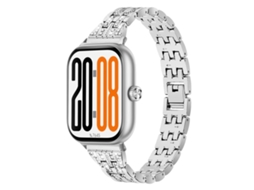 Bracelete para Honor Watch X5 Aço Inoxidável Cinco Contas Duas Fileiras de Diamantes Prateada XIAOMOYU