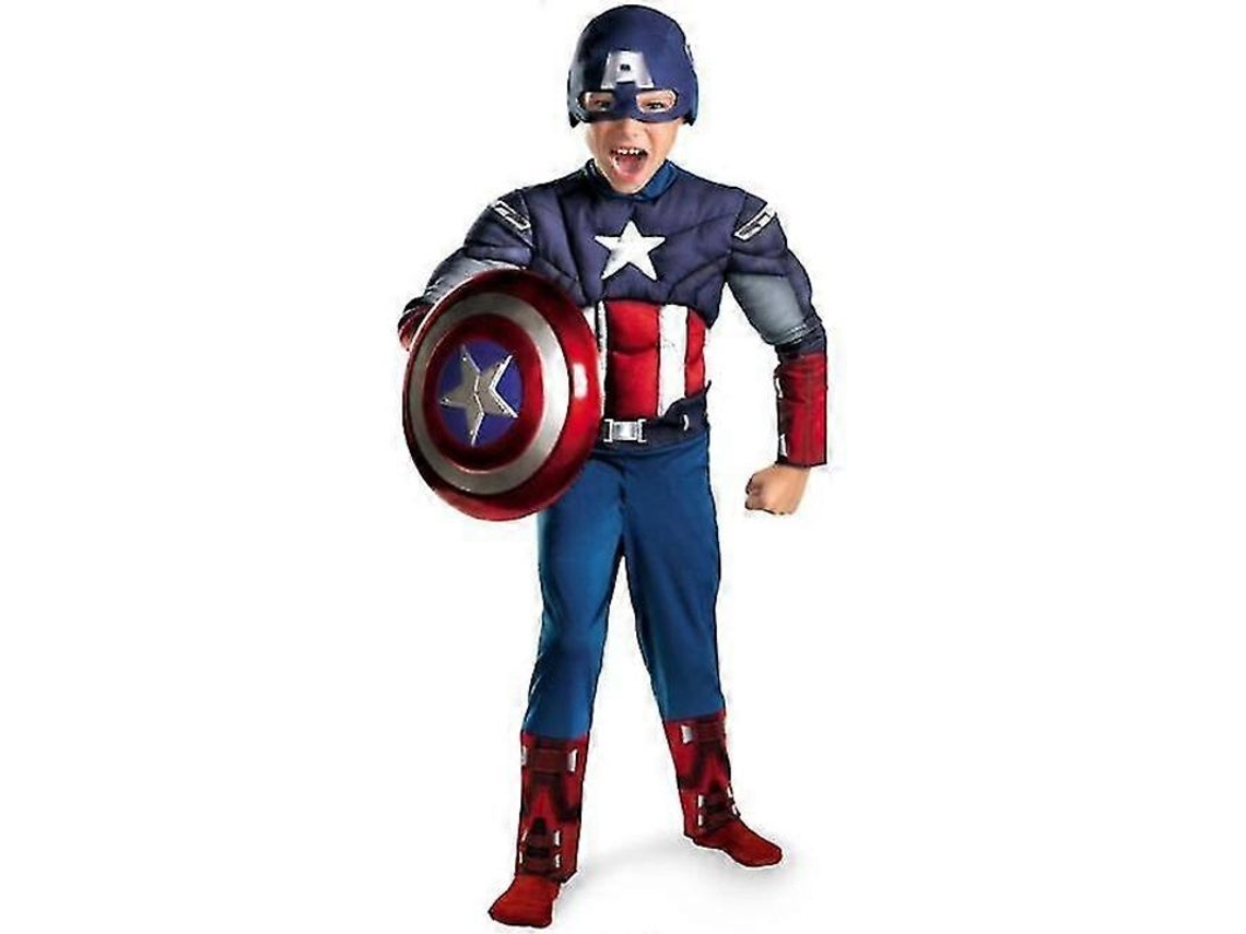 Traje De Cosplay De Capitão América Para Crianças Para Halloween: Roupa E Boné Longitud Da Roupa M 110cm