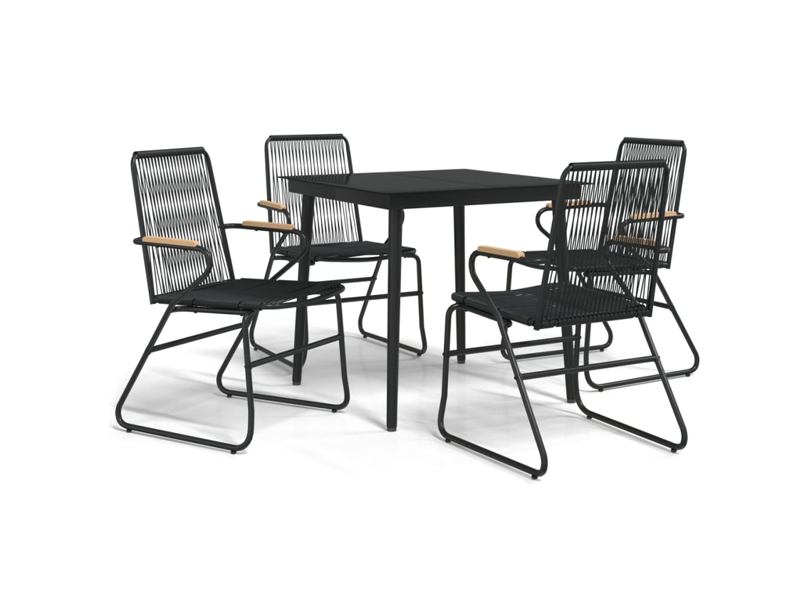 Maison Exclusive - Conjunto De Jantar Para Jardim 5 Pcs Vime Pvc Preto