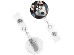 Porta Crachá Retrátil, Porta Crachás Retrátil Resistente, Porta Crachá Fofo Com Estampa Husky, Chaveiros Resistentes