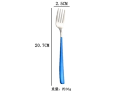 Rebe garfos de Aço Inoxidável 6 Peças com Cabo Longo para Salada, Carne, Fruta, Utensílios Ocidentais Criativos Prateados e Azuis