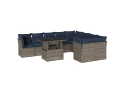 Conjunto de Sofá de Jardim, 10 Peças, Almofadas, Rattan Cinza MAISON EXCLUSIVE