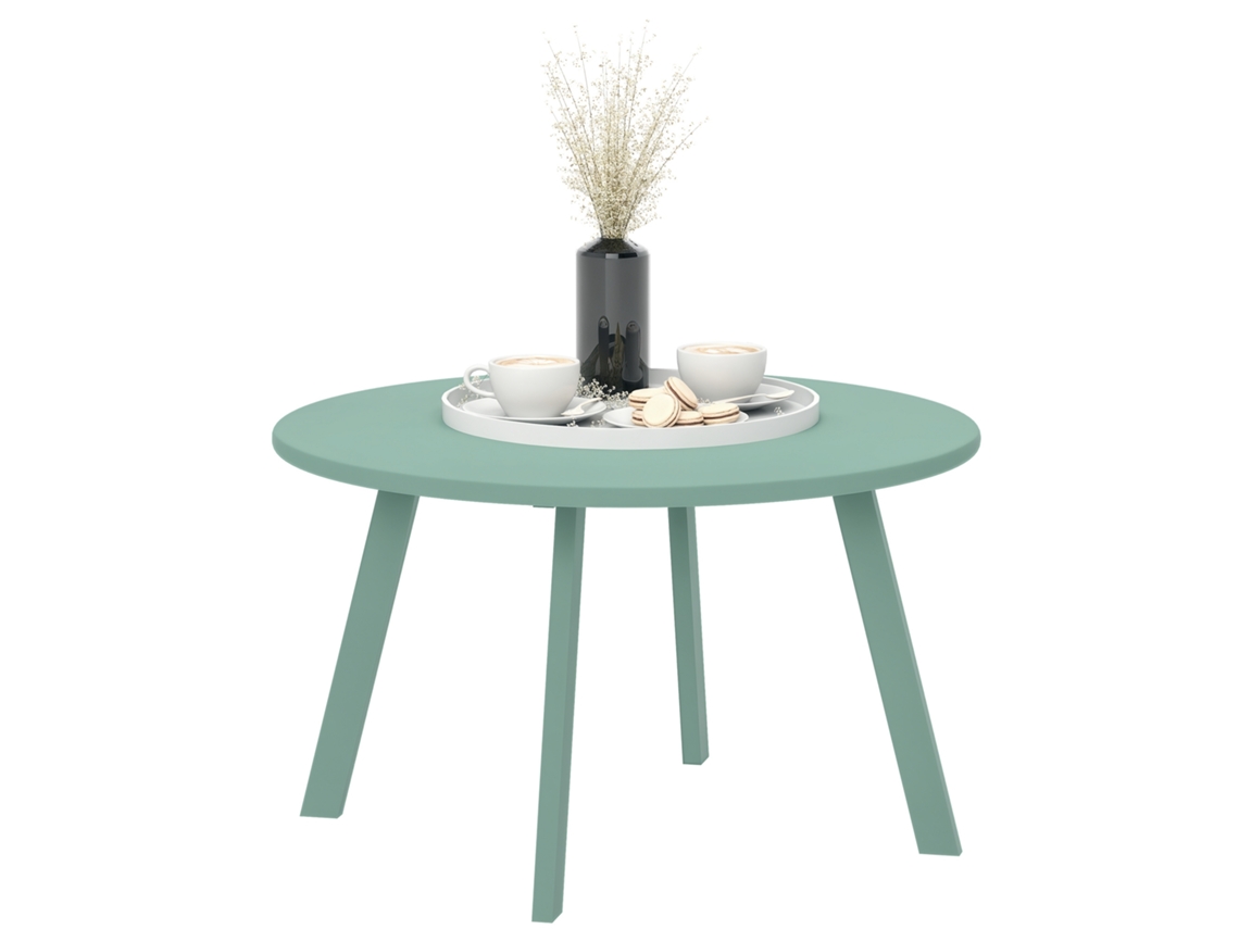 Mesa de Centro Pequena com Deslizantes e Estrutura Metálica 70x42cm Verde S/MARCA