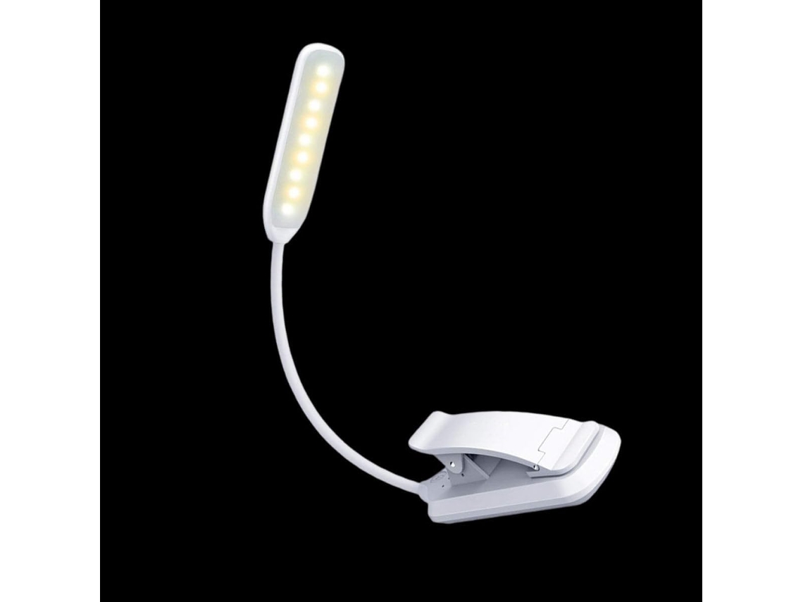Luminária De Leitura Led Recarregável Via Usb Com Clipe, Luz Noturna