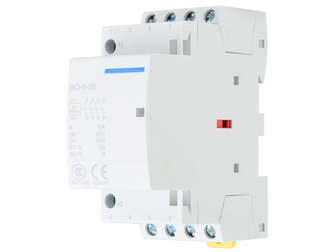 Contacto Ac Doméstico 4p 20a 2no 2nc Montagem Rail Din 24v