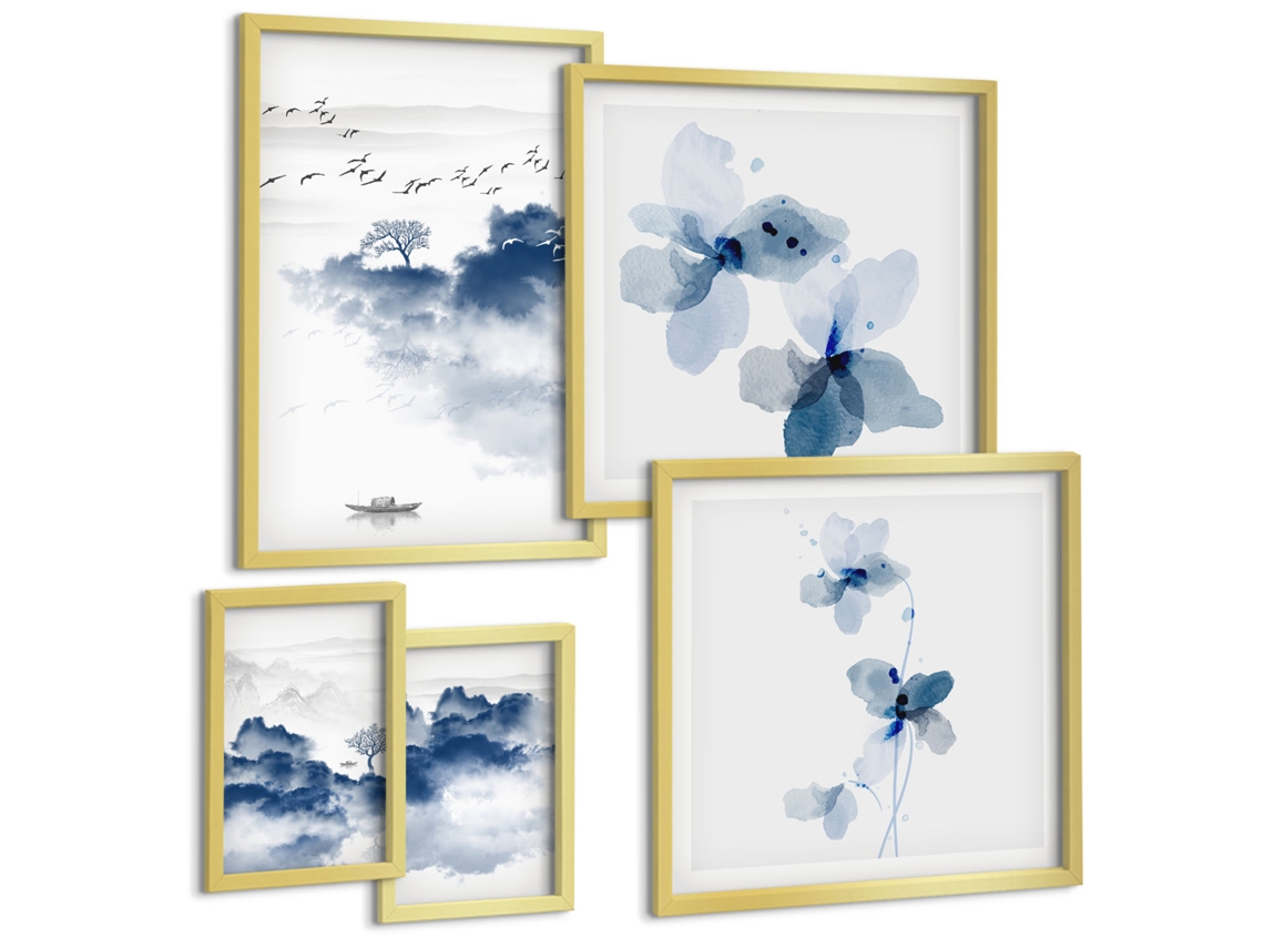 Conjunto De Pinturas Composições Elegantes De Matisse Moldura Dourada Imagens Para Um Quarto Infantil Espelharte (conjunto De 5 Imagens)