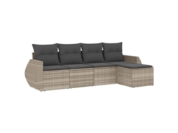 Conjunto de 5 Sofás Jardim com Almofadões Vime Pe Cinzento Claro MAISON EXCLUSIVE (5 pcs)