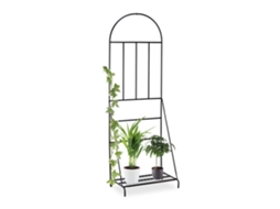 Suporte Alto Para Plantas De Metal Preto Com Treliça