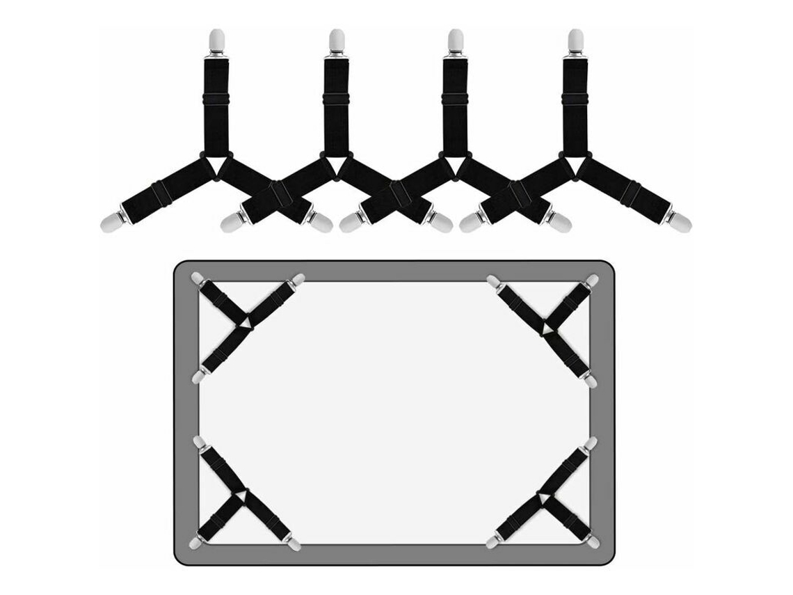 Conjunto De 4 Elásticos Triangulares Com Prendedores Para Lençóis, Protetores De Colchão E Almofadas De Sofá. Aquaforge