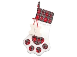 Meia Natalina Em Veludo Vermelho Com Detalhes Brancos, Para Doces E Presentes. Loja Olysi