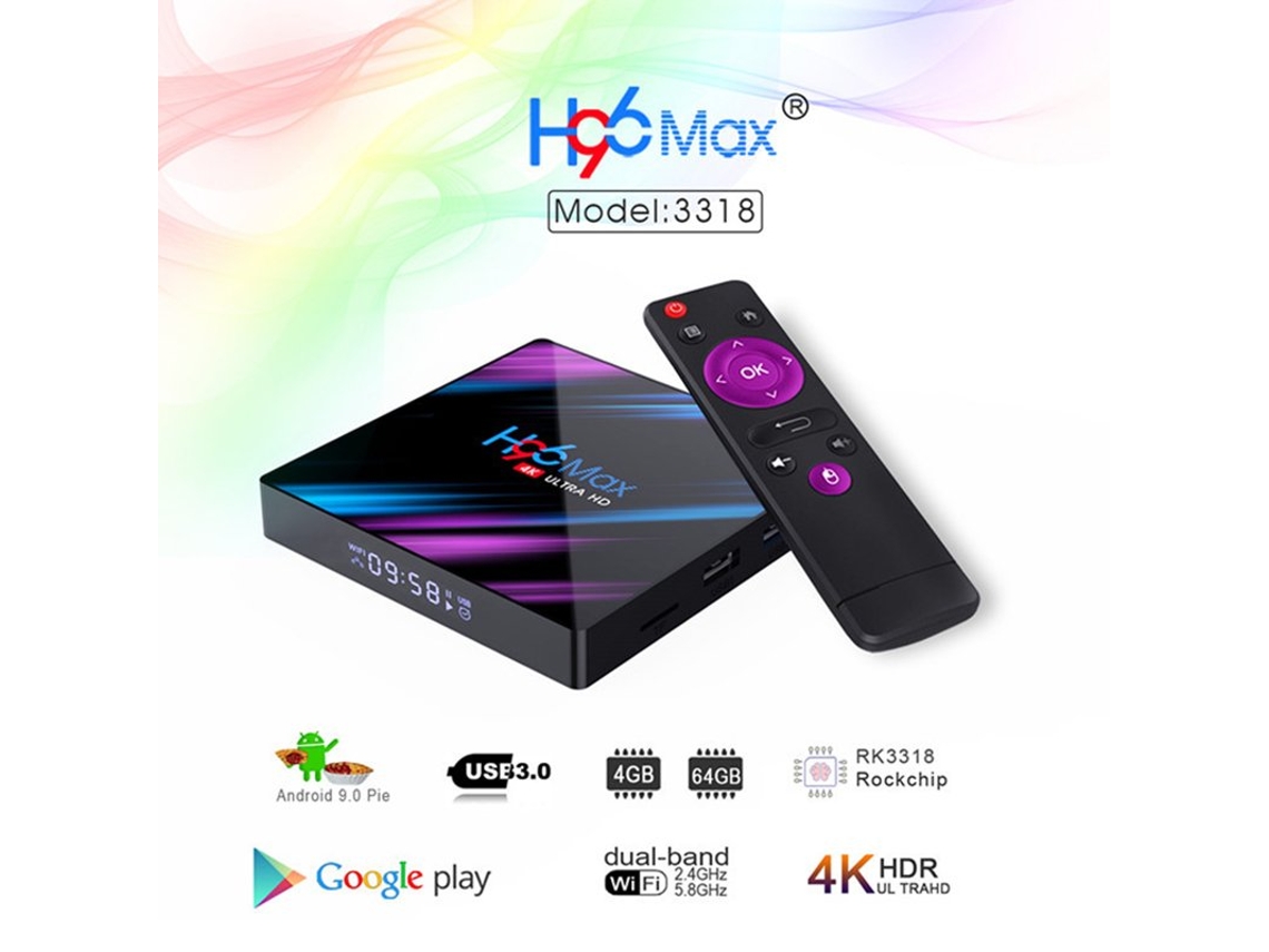 Box Smart Tv H96 Max Black Standard 2G+16Gb