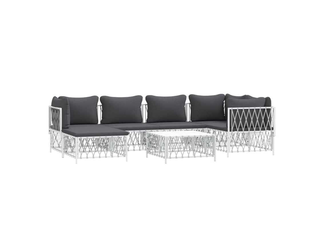 Maison Exclusive - 7 Pcs Conjunto Lounge De Jardim Com Almofadões Aço Branco