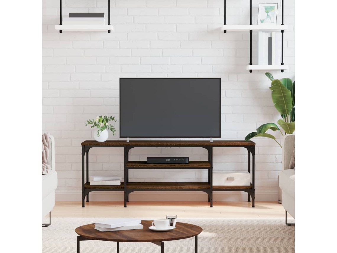 Vidaxl Móvel Tv 121x35x45 Cm Derivados Madeira/ferro Carvalho Castanho