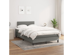Vidaxl Cama Com Molas/colchão 120x200 Cm Tecido Cinzento-escuro