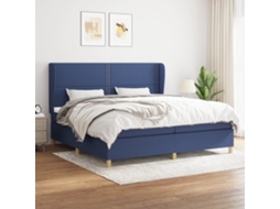 Vidaxl Cama Com Molas/colchão 200x200 Cm Tecido Azul