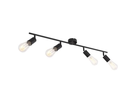 Faixa De Foco Keria Martha Metal Preto Estilo Industrial 4 Lâmpadas E27
