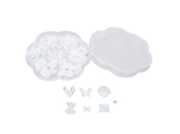 Decoração de unhas em resina, moderna, com design tridimensional e glitter, perfeita para mulheres que querem fazer suas próprias unhas.