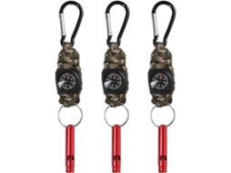 Rebe-3 Unidades De Chaveiro De Paracord 4 Em 1 Com Bússola, Apito E Mosquetão Para Camping, Trekking E Atividades Ao Ar Livre