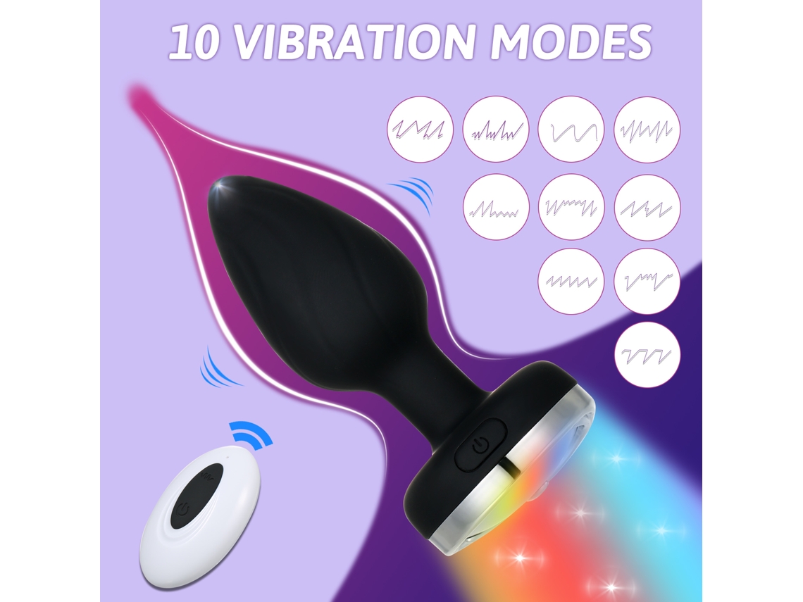 Plug Anal Vibrador Luminoso Masajeador Prostático Para Mulheres Homens Pares Gay