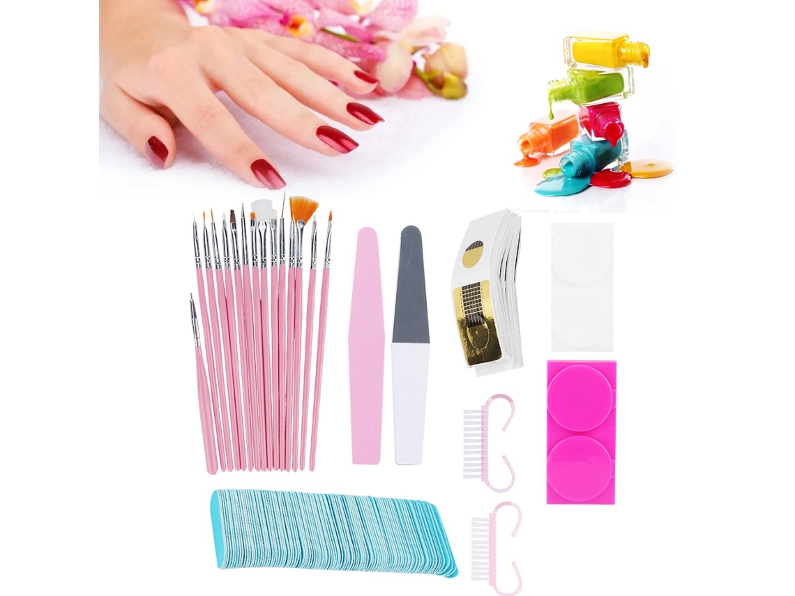Kit De Manicure Com Apoio, Lixa, Caneta, Prato De Extensão E Pincéis Para Iniciantes E Salões Profissionais