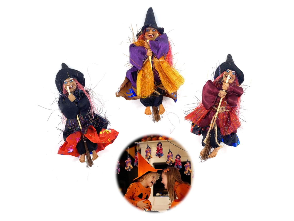 Peças de Decoração de Bruxas Voadoras, para Decorações Pendentes Exteriores de Halloween