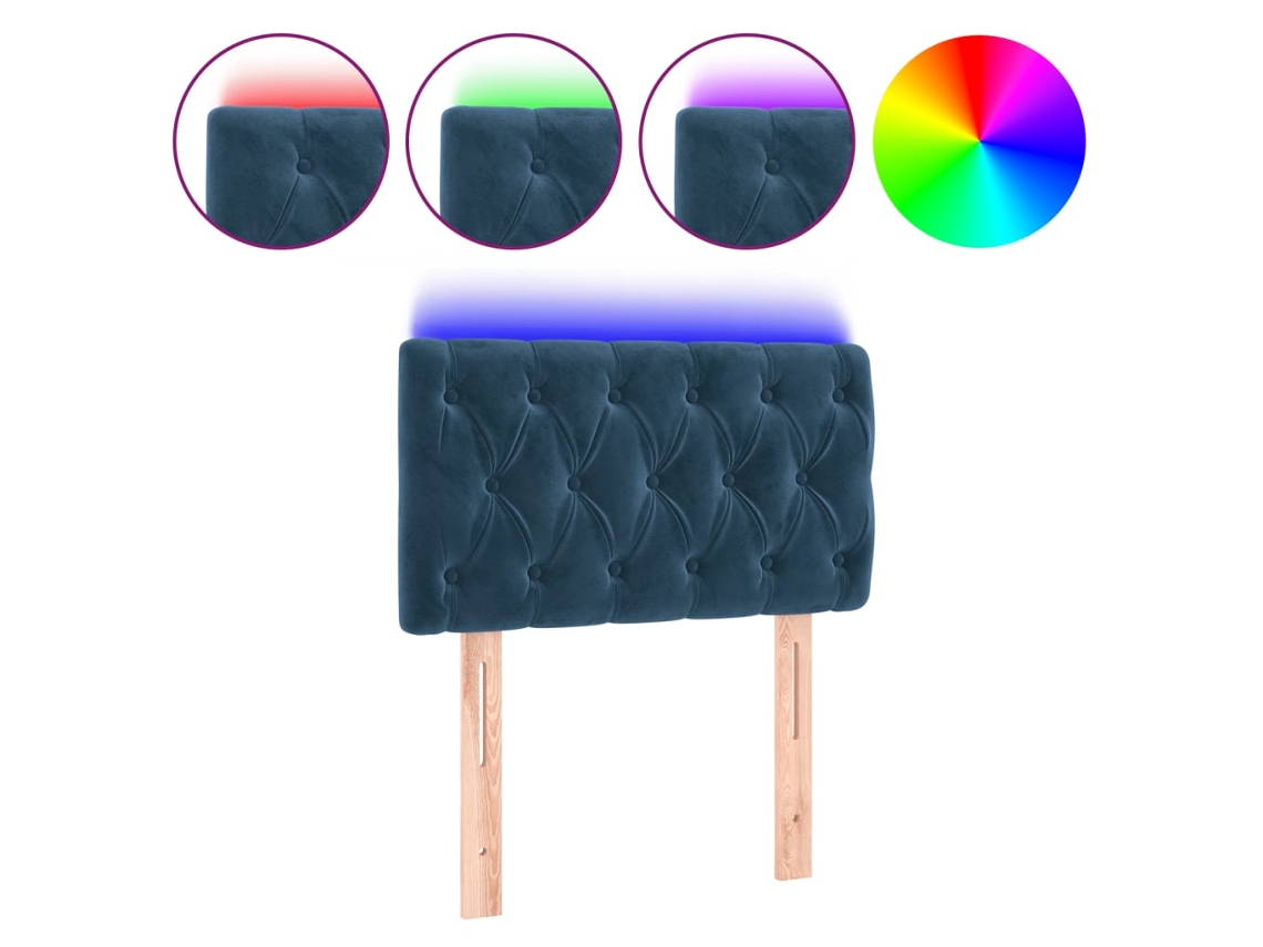 Led Headboard, Led Headboards Vidaxl Azul Veludo (80 X 7 X 78/88 Cm)