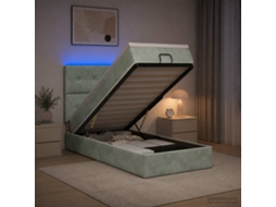 Vidaxl Cama Ottoman Com Colchão E Led Cinzento-claro 100 X 200 Cm