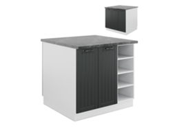 Ilha de cozinha VICCO Fame-Line, casa de campo antracite/branco, 90 cm sem bancada