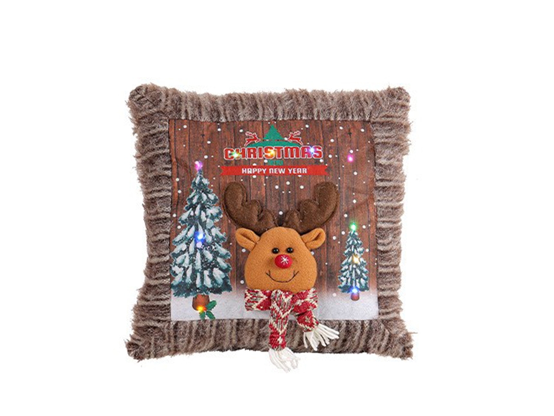 Capa De Almofada Laxiscreed Natal Com Padrão De Cervo, Urso Polar E Boneco De Neve Para Sala