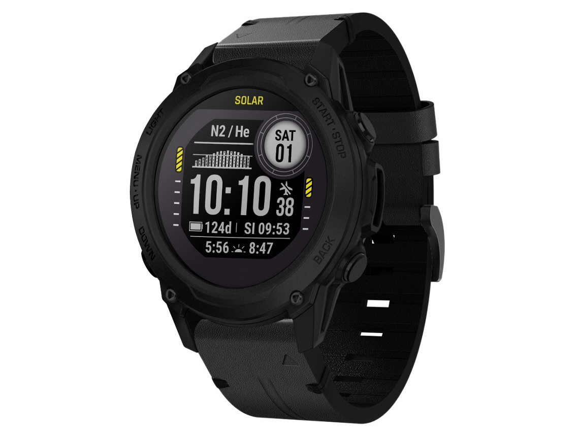 Bracelete de Smartwatch para Garmin Descent G1 22mm com fivela de aço de couro (preta)