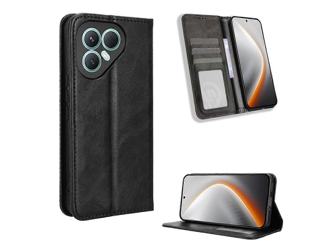 Capa De Couro Tkdaddy Para Tecno Pova 7 Pro 5g Com Suporte E Textura Retrô, Preta
