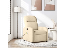 Vidaxl Poltrona De Massagens Reclinável Tecido Cor Creme