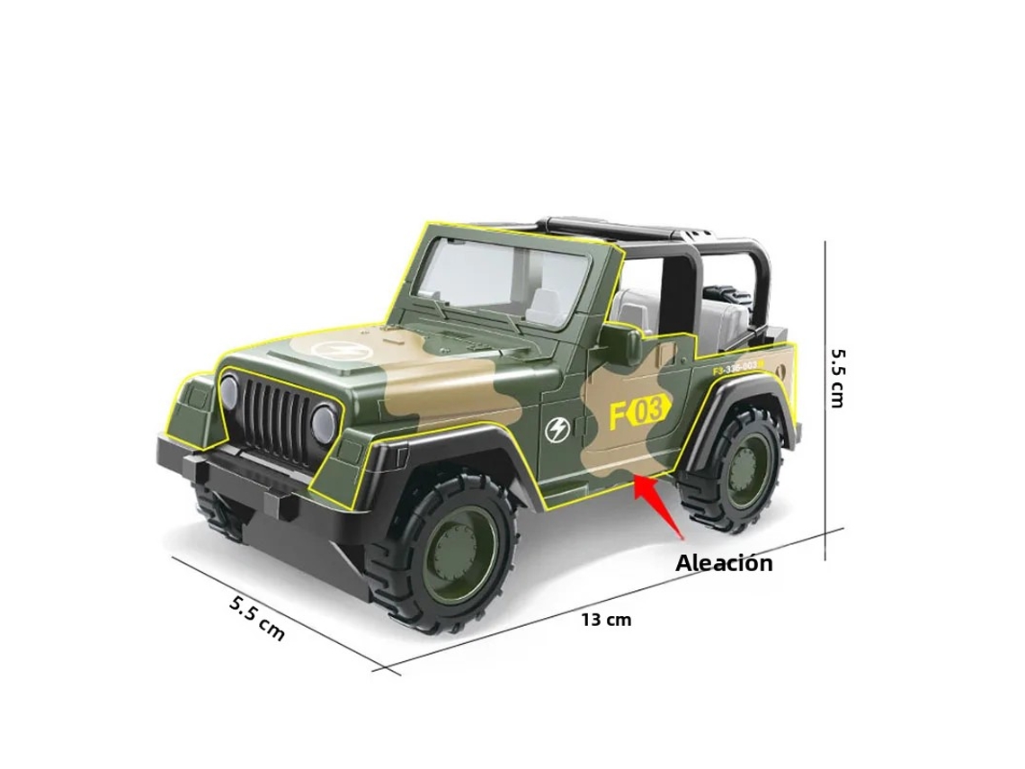 Carrinho de Brinquedo Militar Infantil em Metal, Escala 1:50. MDUG