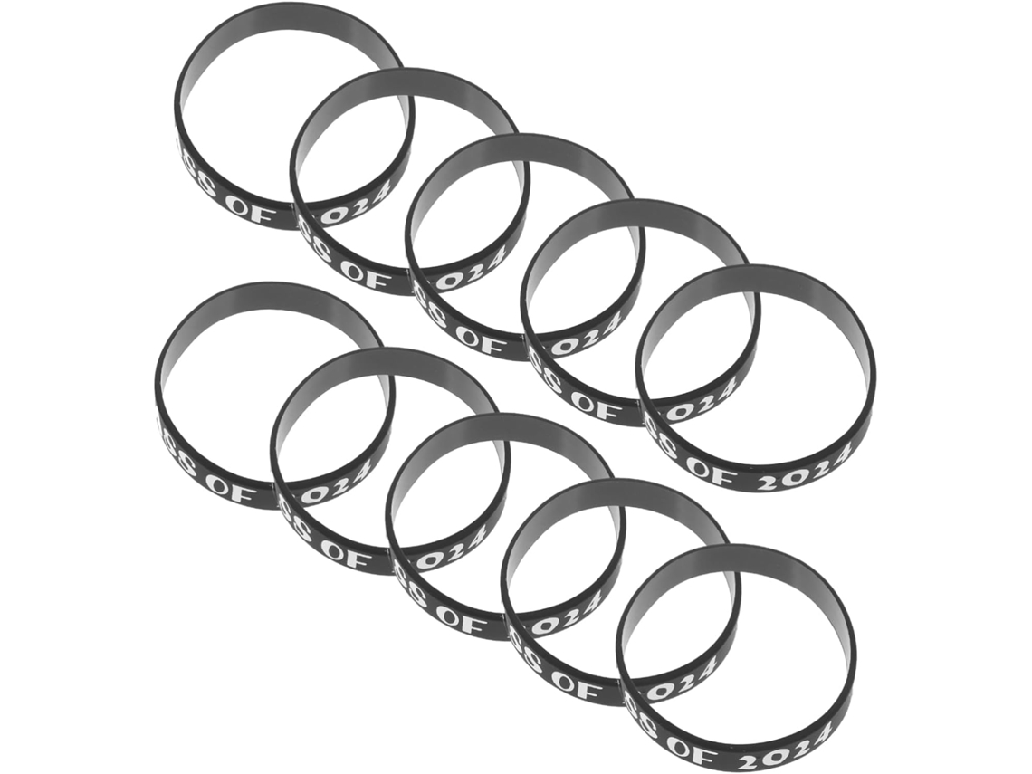 Pulseira elástica de silicone para Festa Formatura 2024, 50 unidades com 20 cm de perímetro, acessório ideal para eventos e festas.