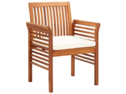 Conjunto 8 Cadeiras de jantar p/ jardim com almofadões VIDAXL acácia maciça
