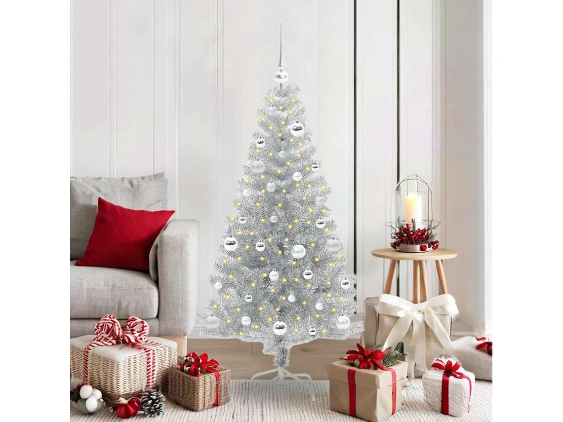 Vidaxl Árvore De Natal Prateado 150 Cm Pet