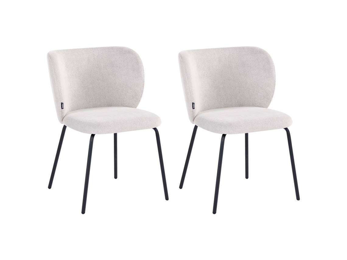Sillas Tapizadas Con Respaldo Curvo Beliani Calera De Tela Blanco 56x60x78