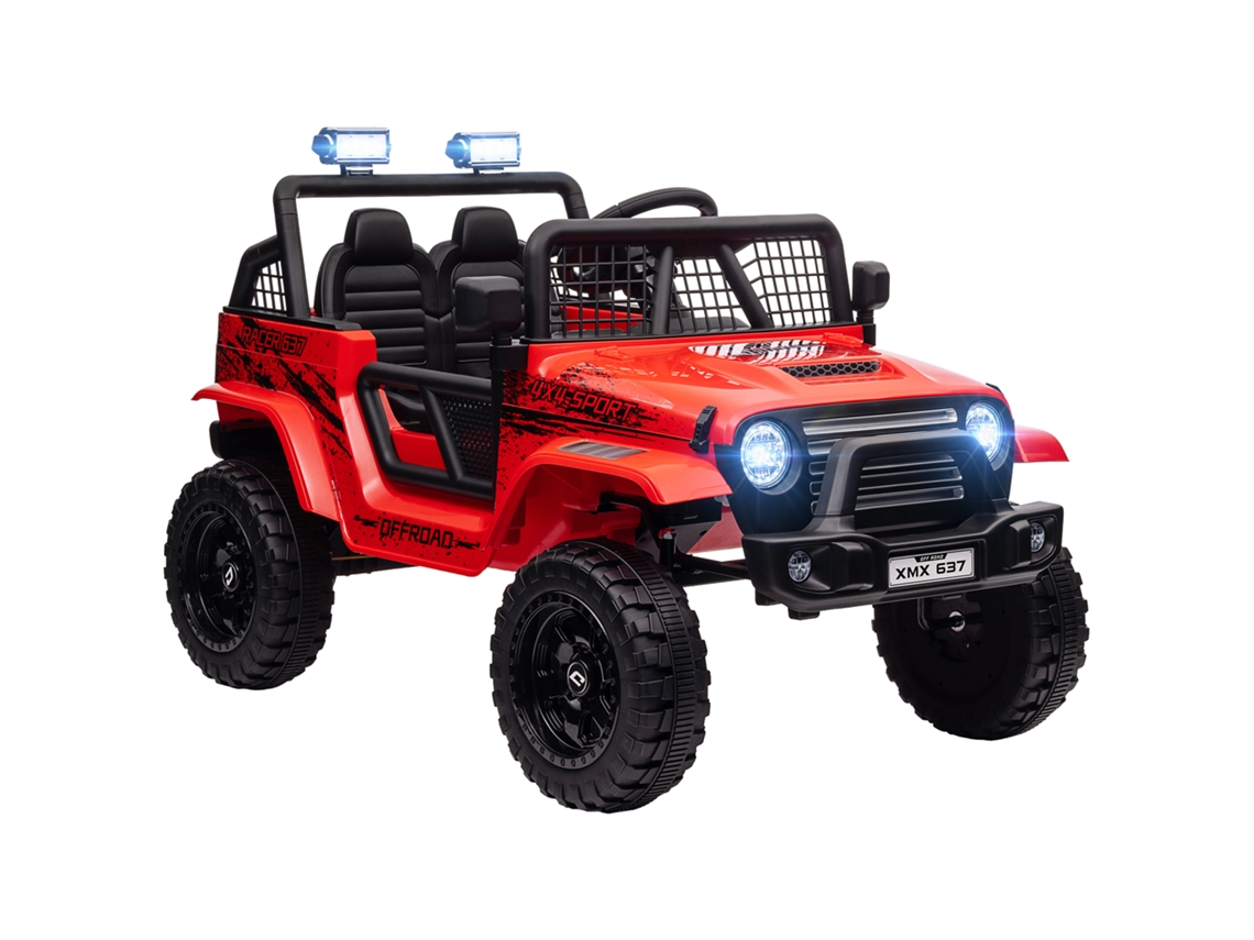 Carro Elétrico Infantil Com Suspensão Suave, Controle Remoto, Luzes Led, Buzina, Motores De 12v, Feito De Plástico E Metal, Vermelho