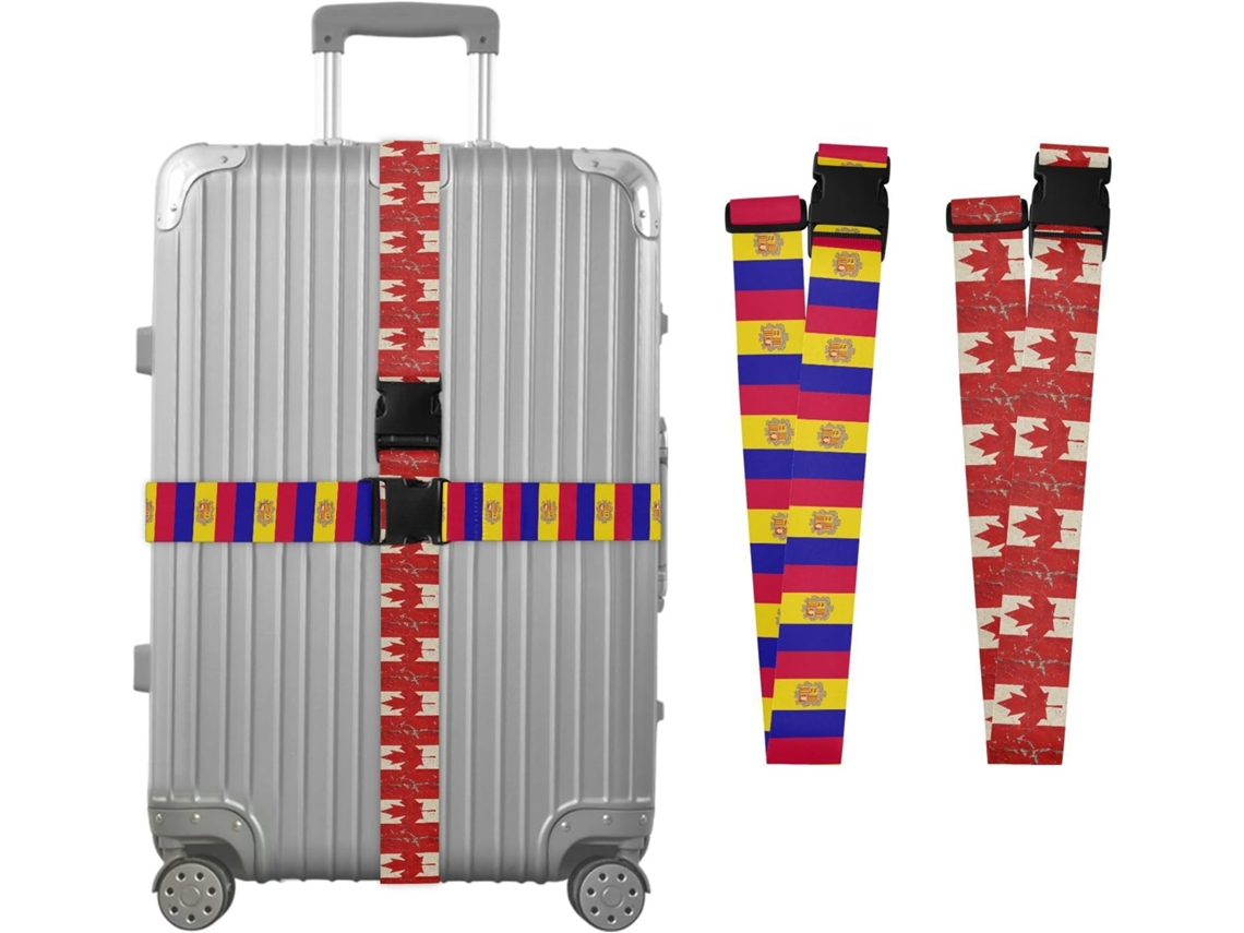 Conjunto De 2 Cintas Para Bagagem Com As Bandeiras Andorra E Do Canadá Portáteis Ajustáveis Acessórios Viagem Essenciais