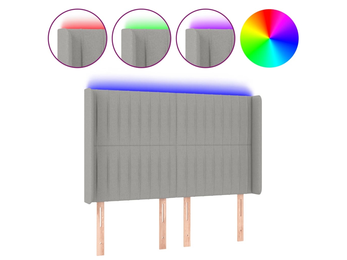 Cabeceira com luzes LED em tecido cinza claro MAISON EXCLUSIVE (147x16x118 cm)