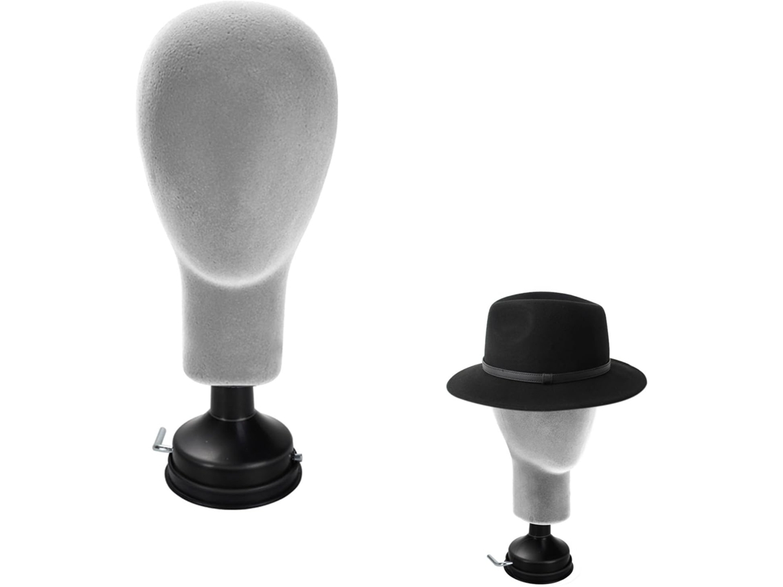 Support De Cabeça De Manequim Masculin Em Espuma Floquée Grise