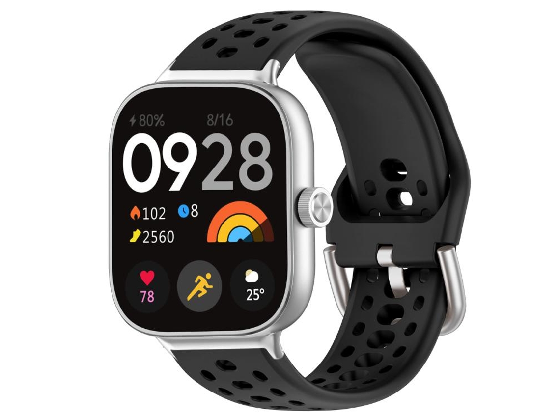 Bracelete para Xiaomi Band 9 Pro / 8 Pro Silicone Esportivo Fivela Prateada Preta XIAOMOYU