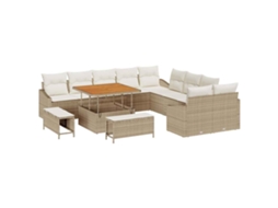 Maison Exclusive - Conjunto De Sofá De Jardim 13 Pcs Bege Rattan Sintético