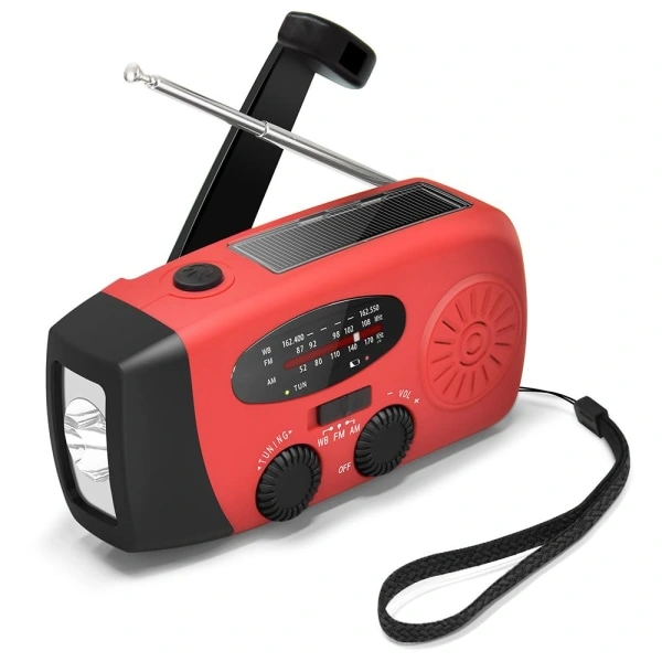 Rádio de Manivela com Células Solares, Lanterna, Bateria 2000mah, SOS AQUAFORGE
