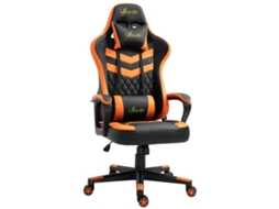 Cadeira gamer, altura ajustável, inclinação, encosto de cabeça, lombar, 61x70x121/129cm, laranja, S/MARCA