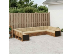 Vidaxl Conjuntos De Sofás Com Almofada 10 Pcs Madeira Sólida De Acácia
