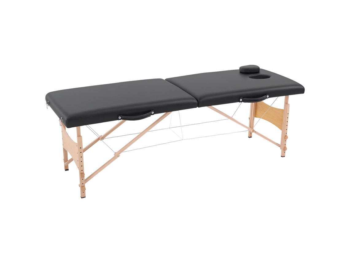 Marquesa de Massagem PVC, Madeira de Faia e Esponja cor Negro 186x60x58-81 cm HOMCOM