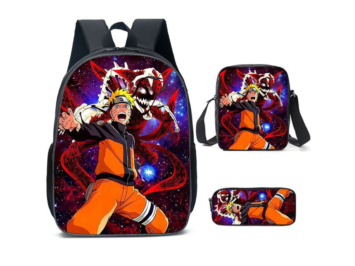 Conjunto Escolar 3 Peças, Estampa De Desenho Animado Com Mochila, Estojo E Bolsa De Ombro