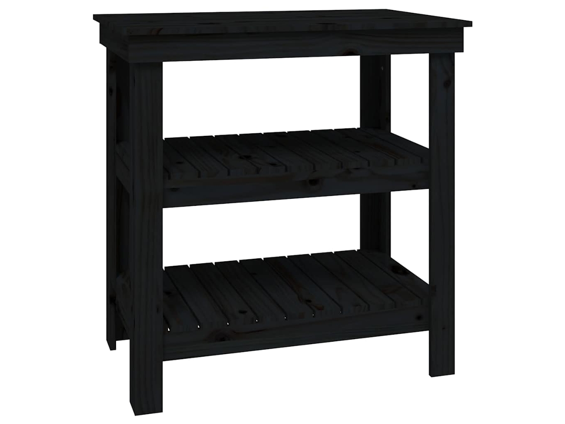 Work Bench, Work Benches Vidaxl Preto Madeira De Pinho (78.5 X 50 X 80 Cm)